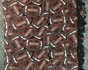Handmade Plush Fleece Football Blanket: Brown & Black