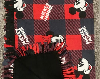 Mickey and Minnie Mouse Fleece Blanket: Buffalo Plaid Throw