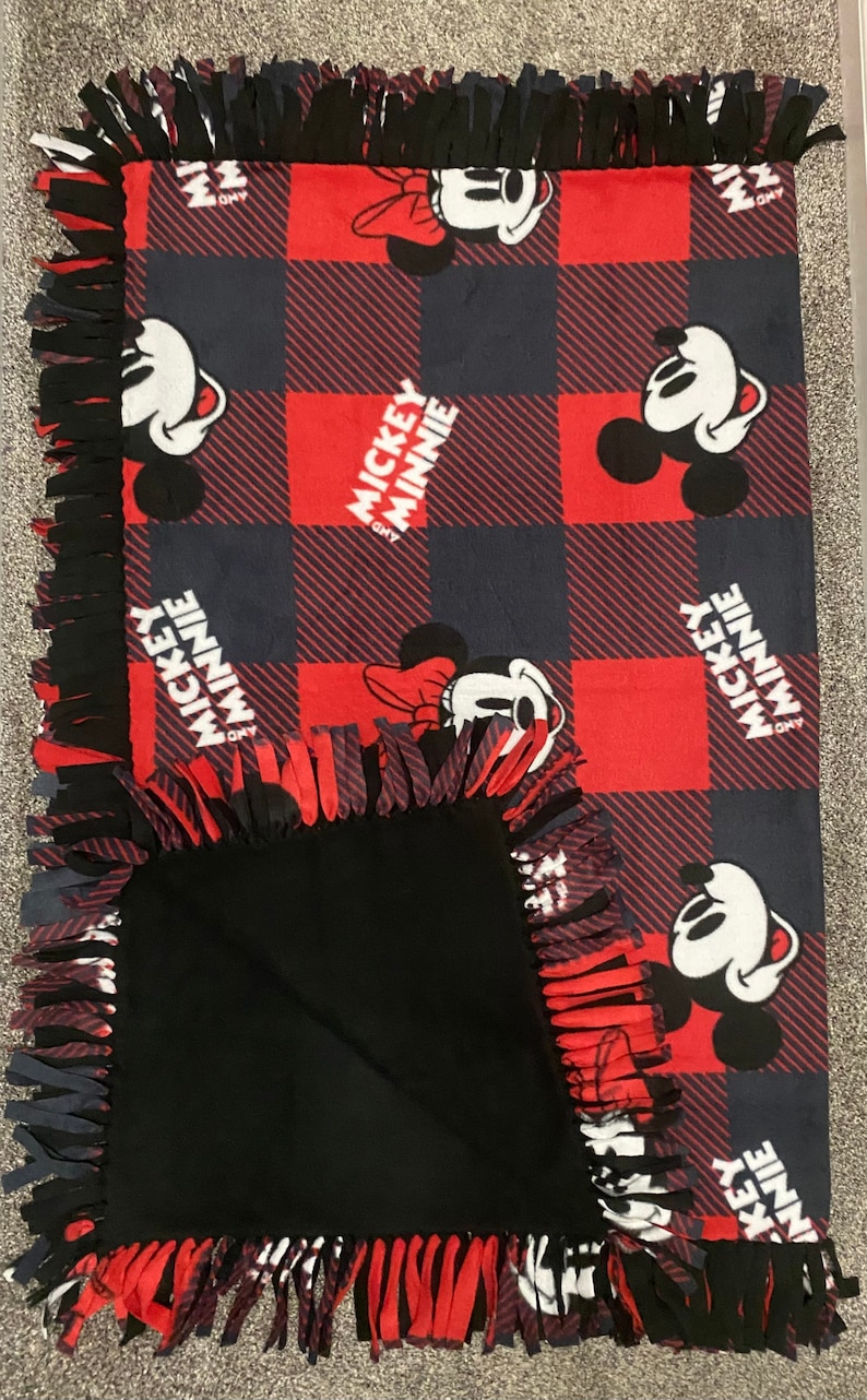 Mickey and Minnie Mouse Buffalo Plaid No Sew Fleece Blanket Etsy