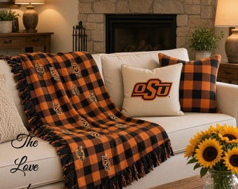 Fleecedecke der Oklahoma State Cowboys, karierte Decke, Footballdecke der Oklahoma State Cowboys