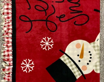 Snowman Blanket, snowman no sew throw blanket, snowman Christmas theme, let it snow Christmas blanket, country snowman, frosty the snowman