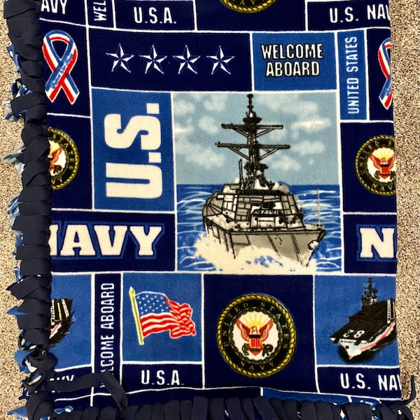 United States Navy Military No Sew fleece blanket, United States Navy throw blanket, United States navy military blanket, military gifts