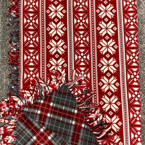 Handgemachte rote Schneeflocke Fleece-Decke, Weihnachten karierter Überwurf
