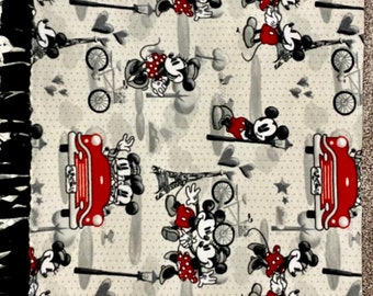 Handmade Mickey and Minnie Mouse Fleece Blanket: Paris Theme Throw