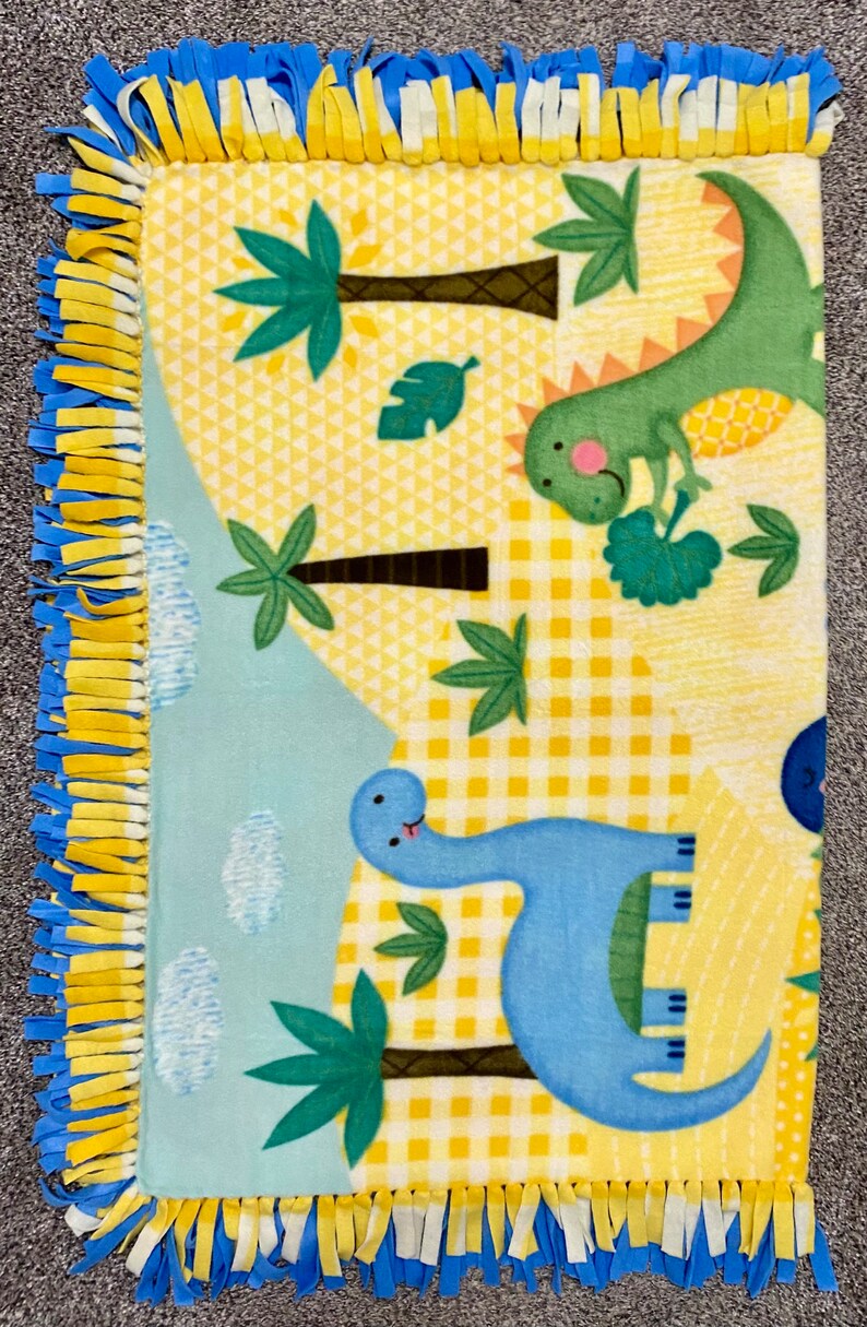 Dinosaur No Sew Fleece Childrens Blanket Etsy