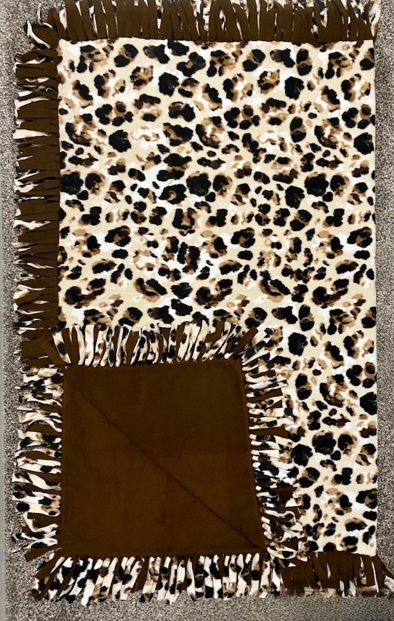 Leopard Print Fleece Blanket, plush fleece Throw Blanket, fabric by the yard