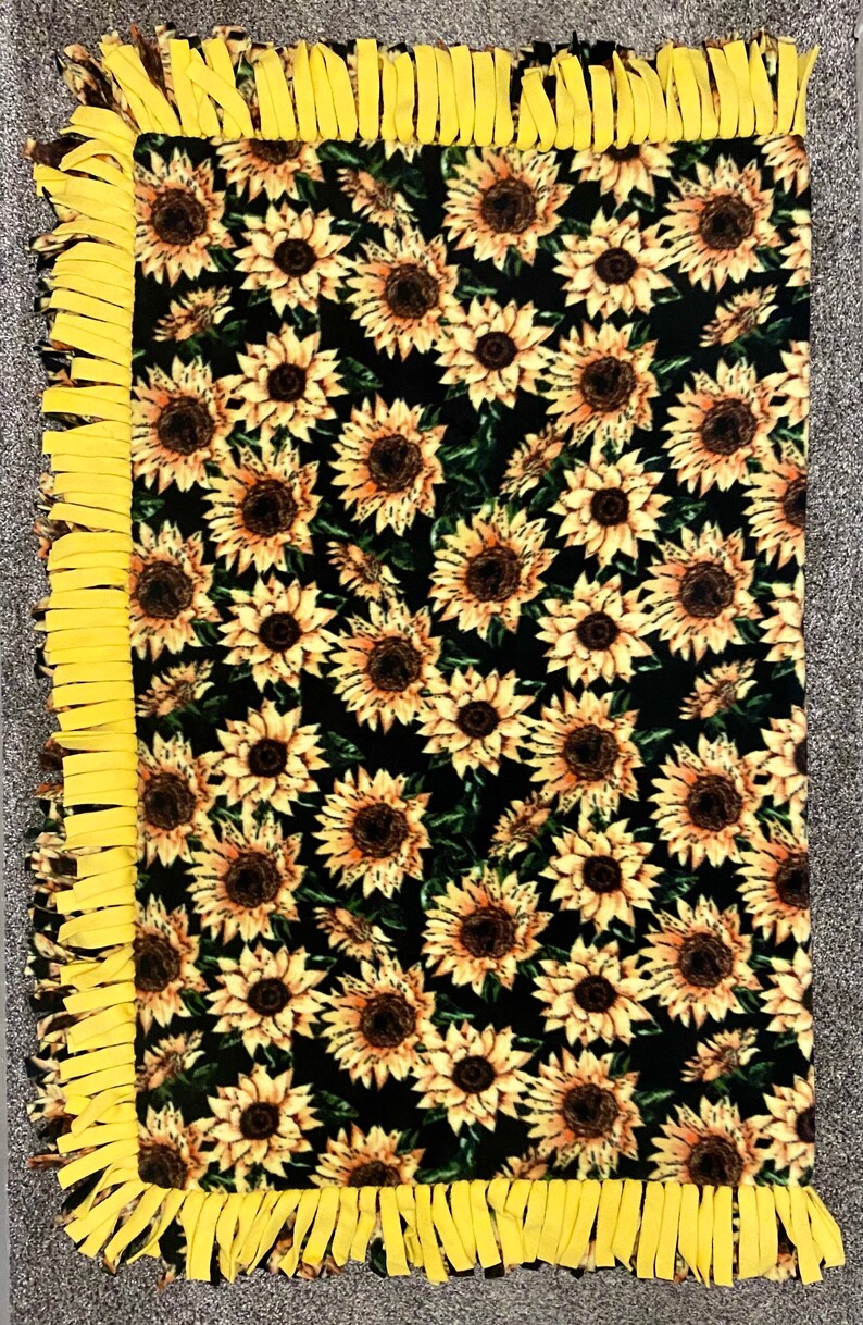 Sunflower No Sew Fleece Blanket Etsy