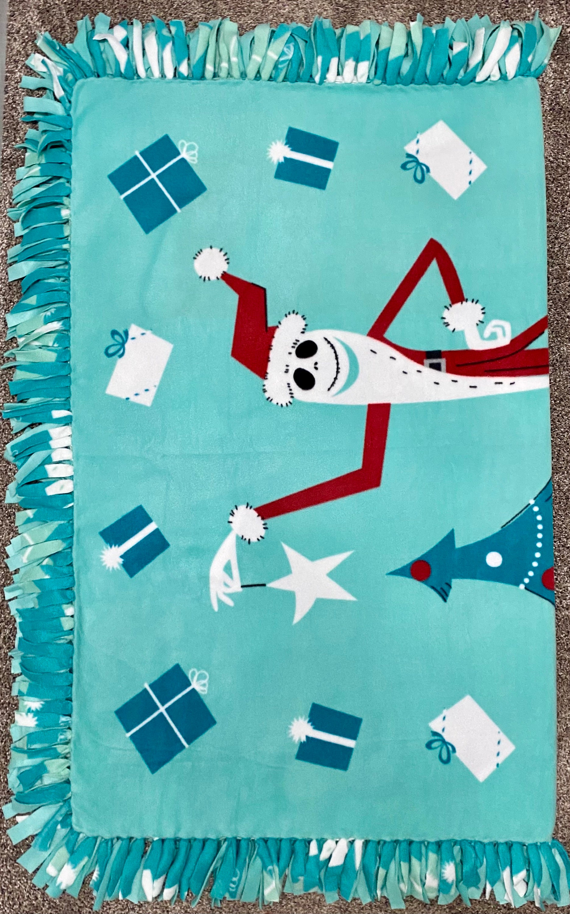 Handmade Jack Skellington Fleece Blanket: Nightmare Before Christmas Throw