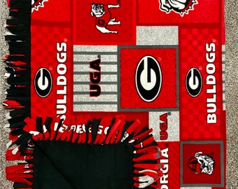 Georgia Bulldogs Fleece Blanket: Handmade Plush Throw