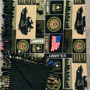 Handmade US Army Fleece Blanket: Military Throw Blanket