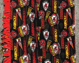 Kansas City Chiefs No Sew fleece blanket, Kansas City football, chiefs football, chiefs throw blanket