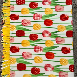 Spring Tulips blanket, spring Easter throw blanket, Spring floral blanket, tulip bedding, red and yellow tulip blanket, spring Easter gifts