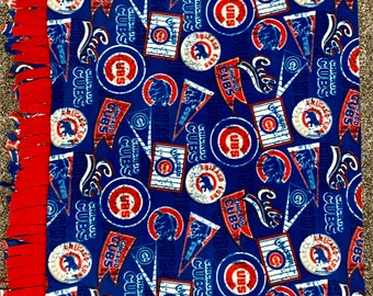 Chicago Cubs baseball no sew fleece blanket, Chicago cubs baseball throw, Cubs baseball bedding, Chicago baseball bedding, Chicago cubs