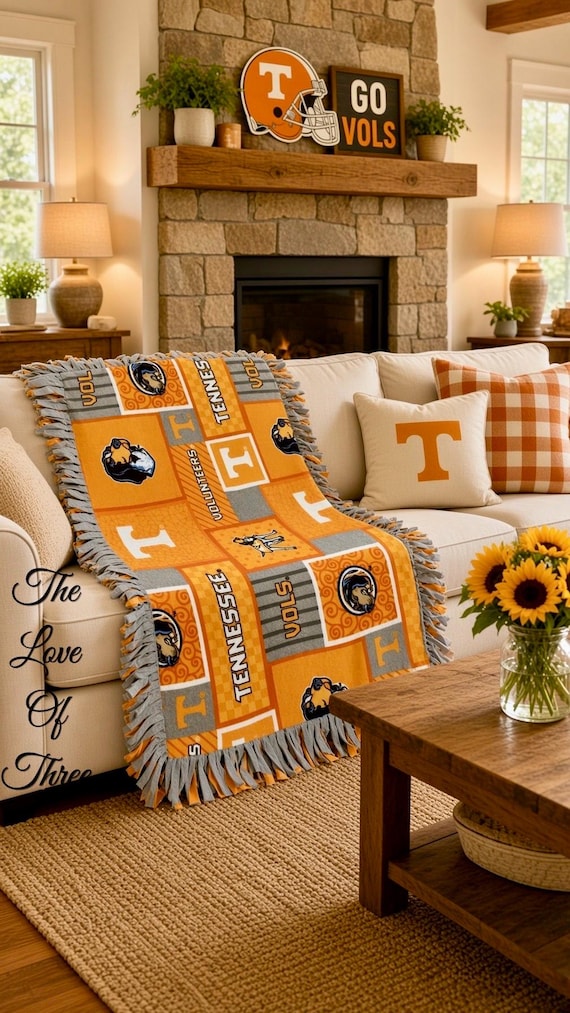 Fleecedecke der Tennessee Volunteers, orange-weiße Tennessee-Footballdecke, Bettwäsche im Buffalo-Karo-Muster der University of Tennessee
