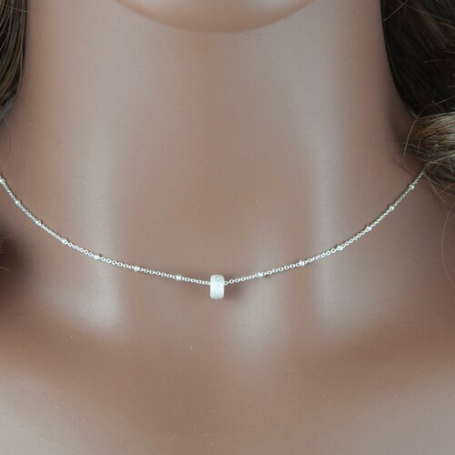 Silver Bead Choker Sterling Silver Necklace Dainty Bead Etsy
