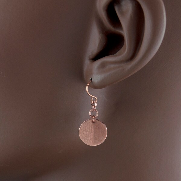 Copper Disc Earrings Etsy