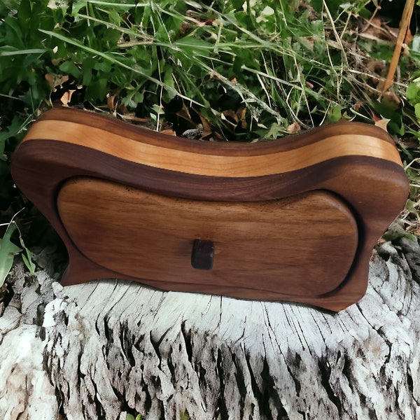 Handmade Wood Keepsake Jewelry Trinket Valet  Storage Box