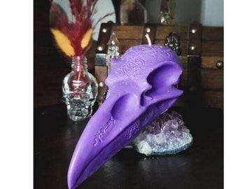 Raven Skull candle - unscented - Purple , Gothic decor, Heketa,