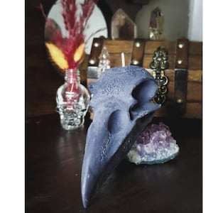 Raven Skull candle unscented Black , Gothic decor, Heketa, image 1
