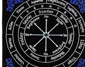 Pendulum astrology mat, embroidered, heketa, divination tool , altar tool