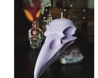 Raven Skull candle - unscented - Light Lila, Gothic decor, Heketa,