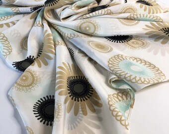 ECHO XL silk scarf/wrap in a GORGEOUS retro Bohemian floral pattern.