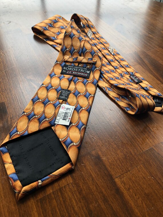 JZ Richards woven silk Nordstrom tie. Blue and Go… - image 6