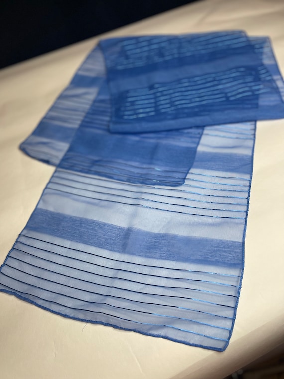 Chiffon and metallic blue scarf