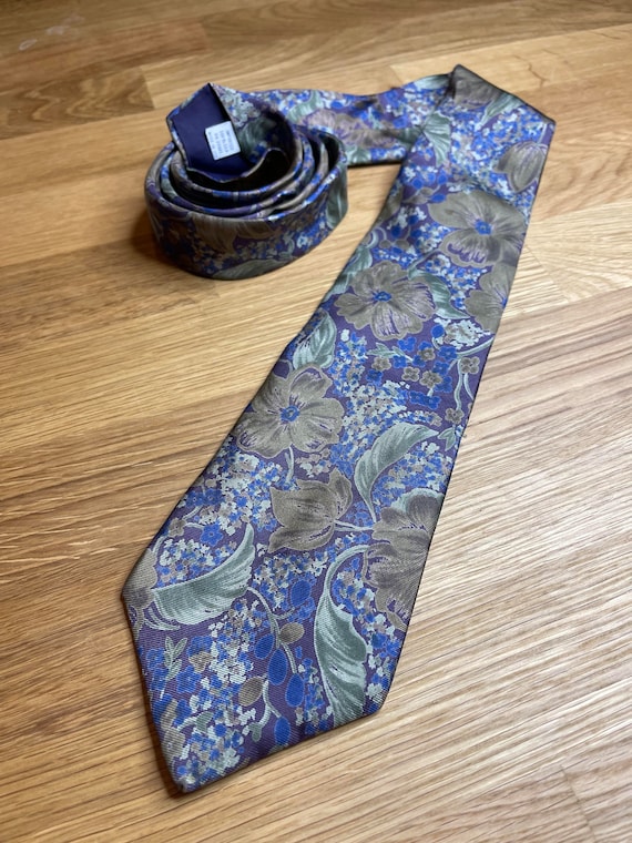 Pierre Cardin, Silk, Necktie, purple and blue flor