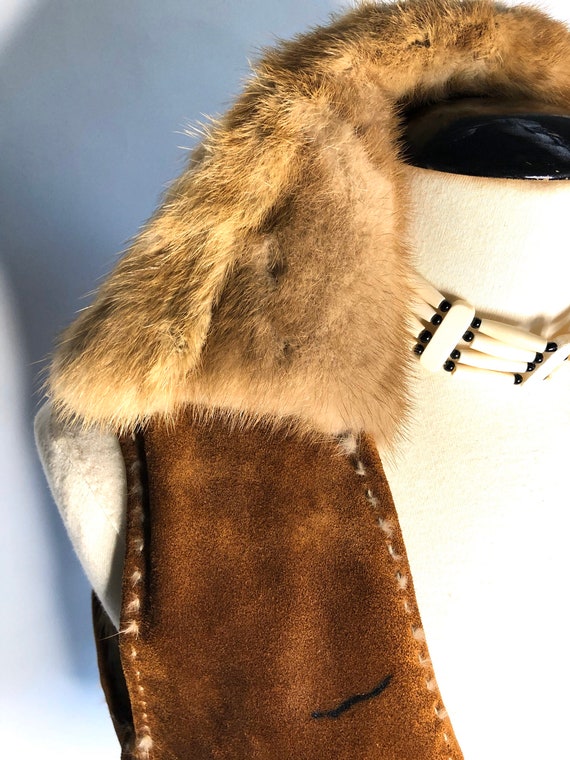 Original Handmade 1960s suede/leather/mink/bone ve