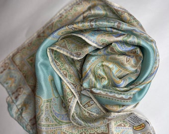 Talbots 60x14, silk, pastel, floral paisley, hand rolled and sewn scarf