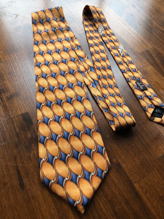 JZ Richards woven silk Nordstrom tie. Blue and Go… - image 1