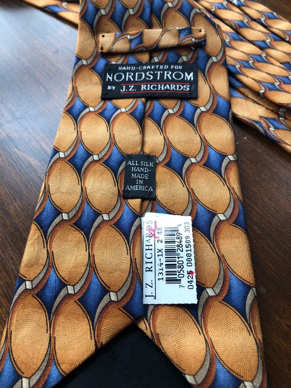 JZ Richards woven silk Nordstrom tie. Blue and Go… - image 4