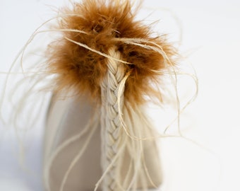 Ostrich feather Clutch evening bag. beige and bronze color pallet "Read item details"