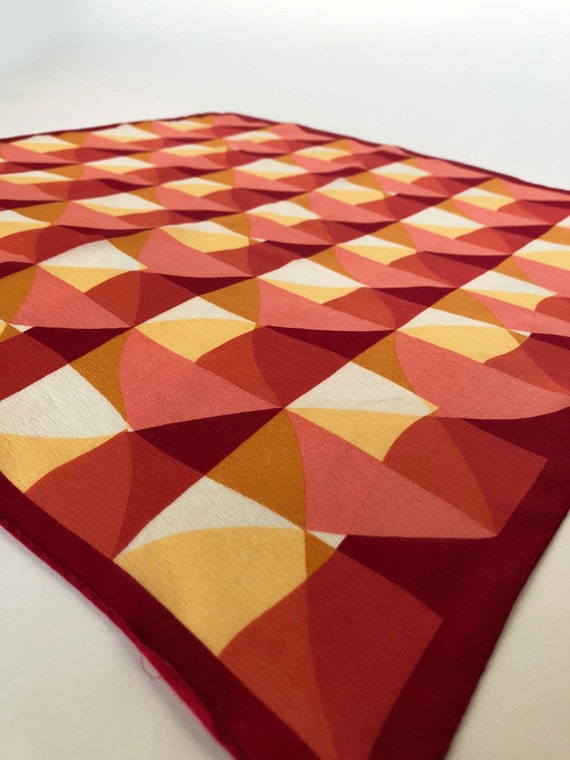 Geometric Optical illusion silk scarf.