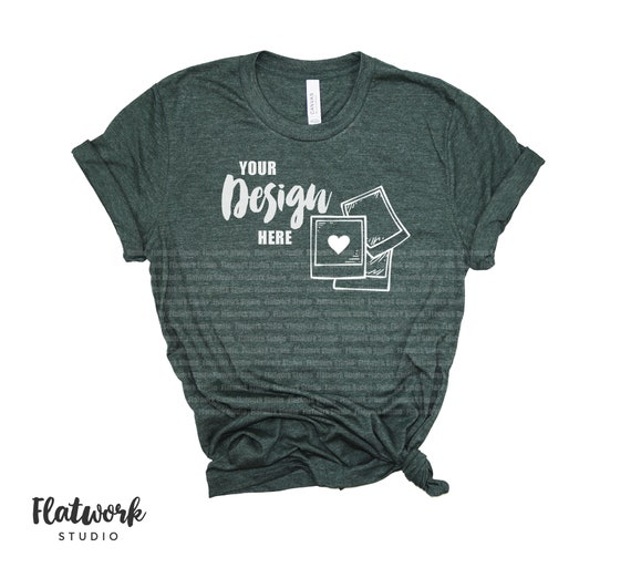 Heather Forest Green Bella Canvas 3001 Mockup Real Photo Etsy