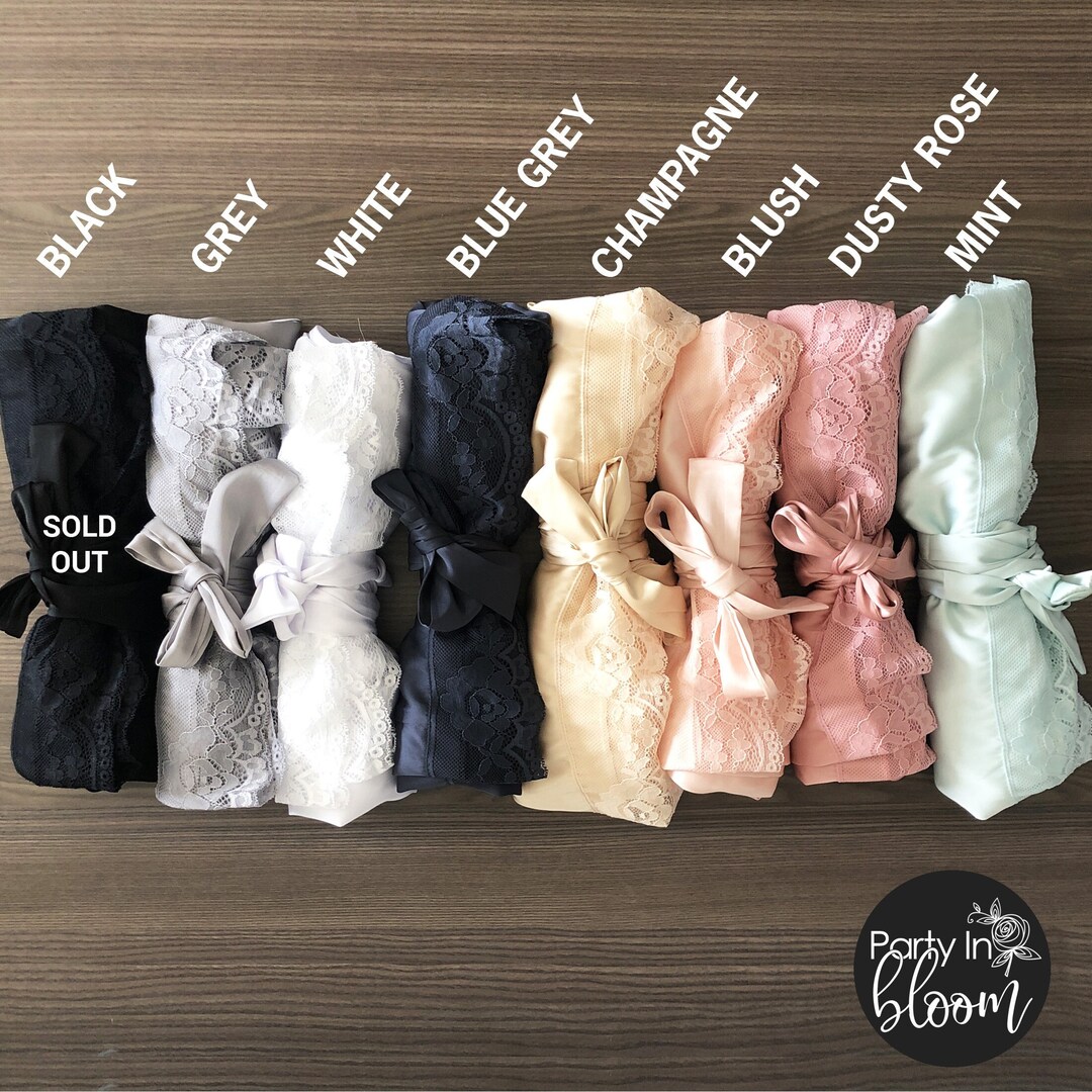 Set of 3 Bulk Satin Robes With Lace Trim Bridesmaids Robes Etsy