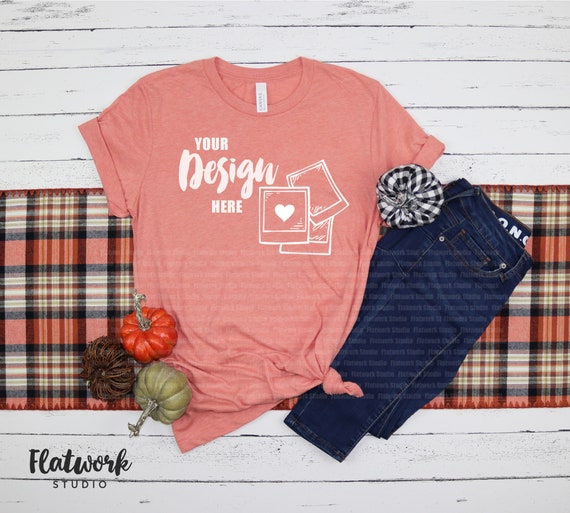 Heather Sunset Bella Canvas 3001cvc Fall Mockup Thanksgiving Etsy