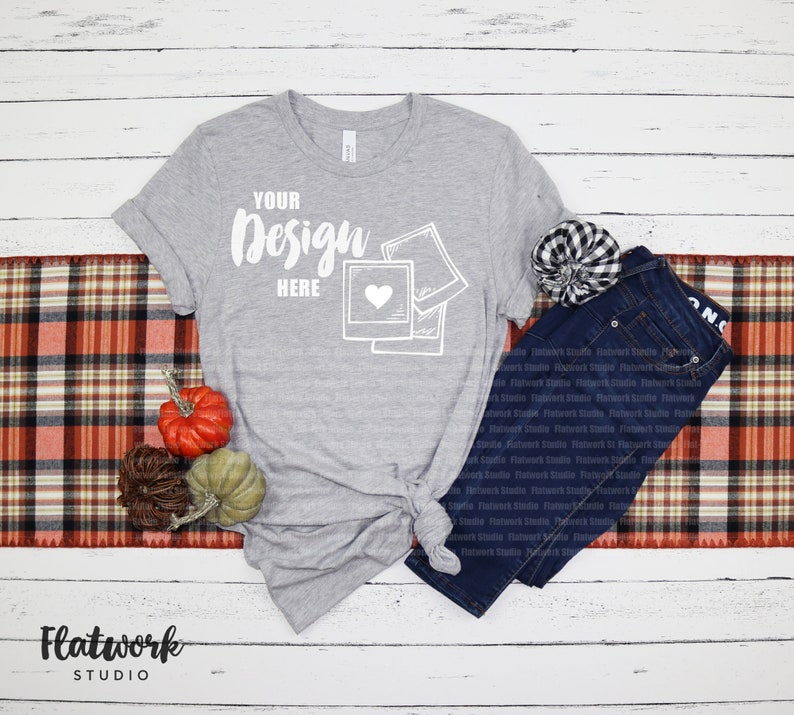 Asphalt Heather Bella Canvas 3001cvc Fall Mockup Etsy
