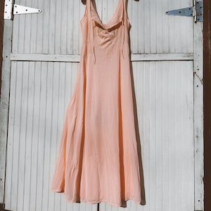 Vintage jaren 70 Avian pastelroze lingerie maxi-jurk nachtjapon jurk maat medium