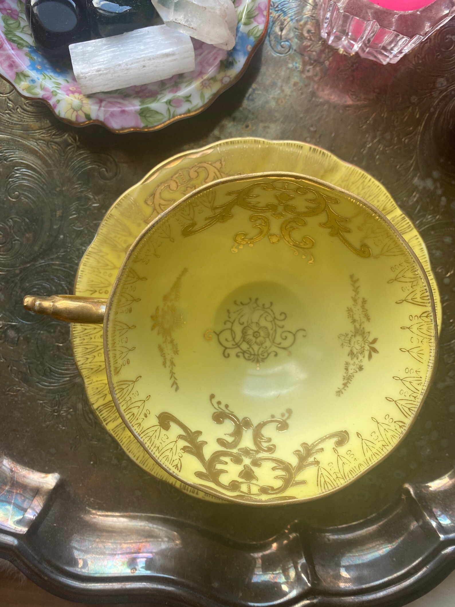 Antique Royal Sealy China Japan Made Yellow Gold Opalescent Etsy