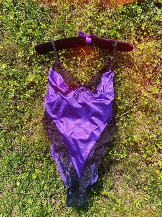 Vintage 80s Undercover Wear Lingerie Loungewear Purple Black Etsy