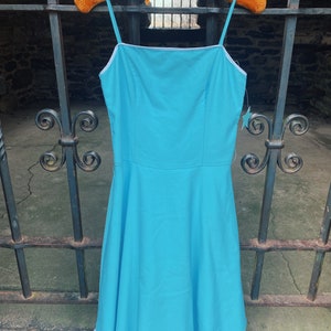 Vintage 90s Taboo 50s Style Light Blue White Fishnet Mini Dress Size Medium
