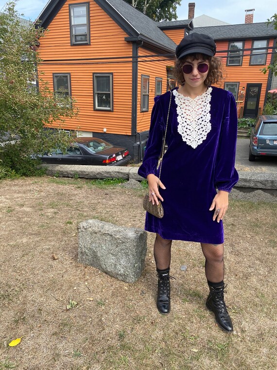 Vintage 60's Teena Paige Bright Purple Velvet and