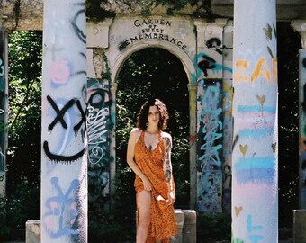 Vintage 70s Sirena Psychedelic Halter Maxi Dress Small-Medium