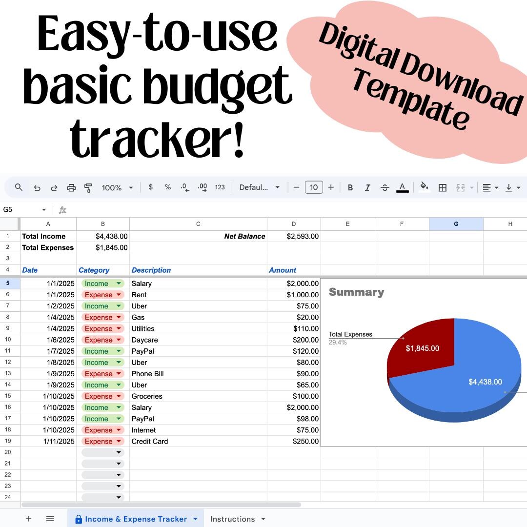 Google Sheets Budget Planner Template | Digital Expense Tracker ...