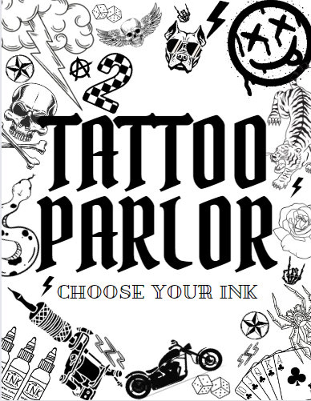 Bad Two the Bone Kids Birthday Decoration Tattoo Parlor Etsy