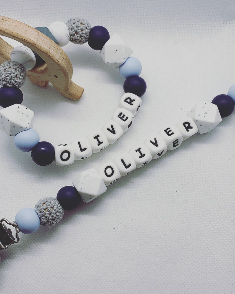 Beautifully Simple Baby Blue Personalised Dummy Clip
