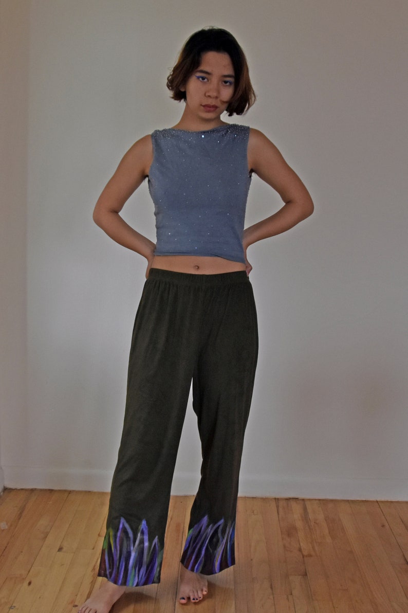 painted purple flame M pants Pants 