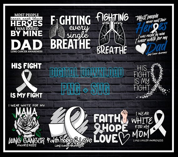 10 Lung Cancer Awareness Svg Bundle / Png Bundle. White Ribbon - Etsy